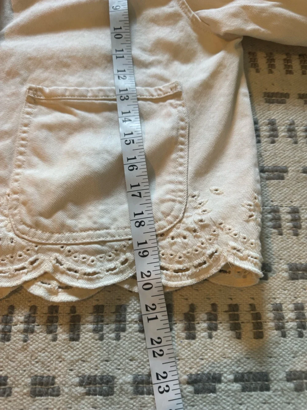 kensie Cream Eyelet-Hem Button Front Jacket